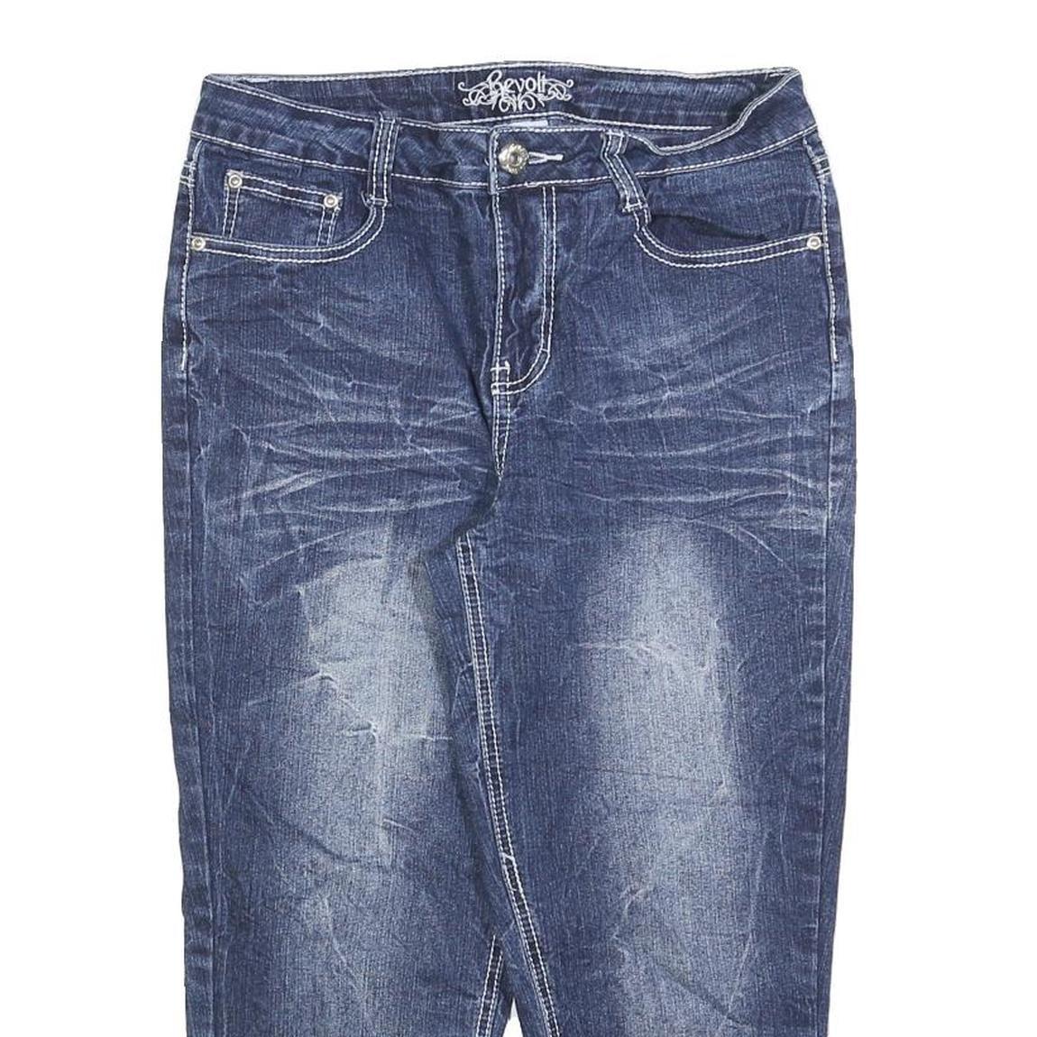 REVOLT Womens Jeans Blue Slim Skinny Denim Medium W28 L21 Embroidered Pockets