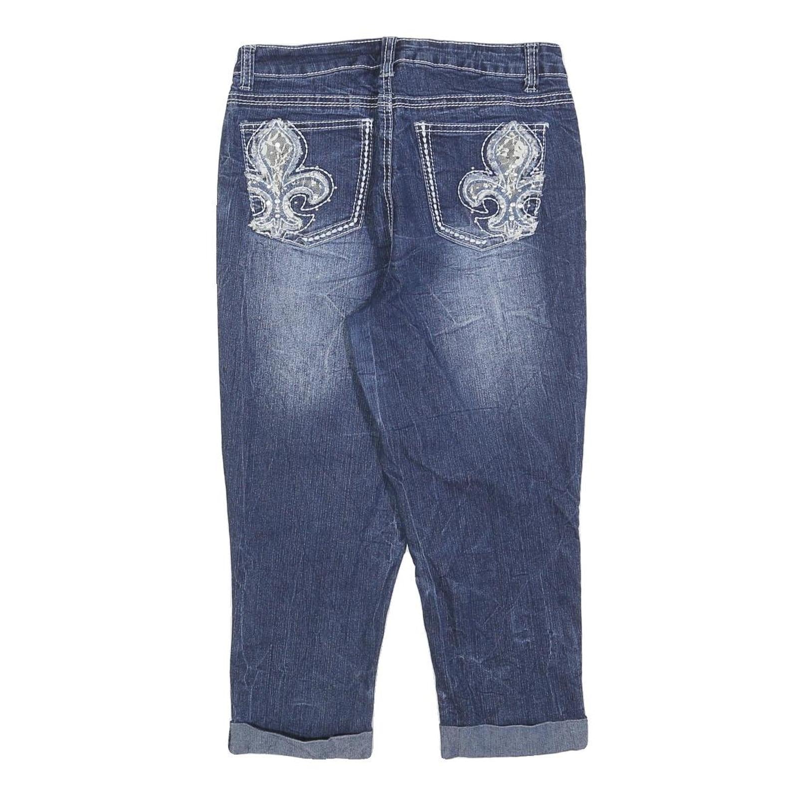 REVOLT Womens Jeans Blue Slim Skinny Denim Medium W28 L21 Embroidered Pockets