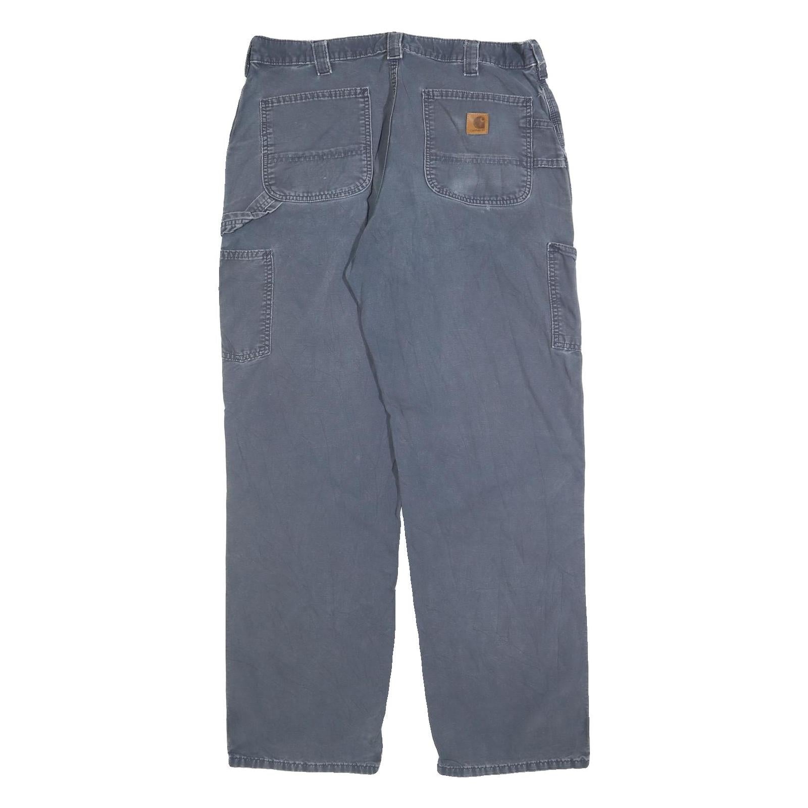 CARHARTT Mens Relaxed Blue Jeans Cotton Blend Zip W36 L34 Workwear Utility