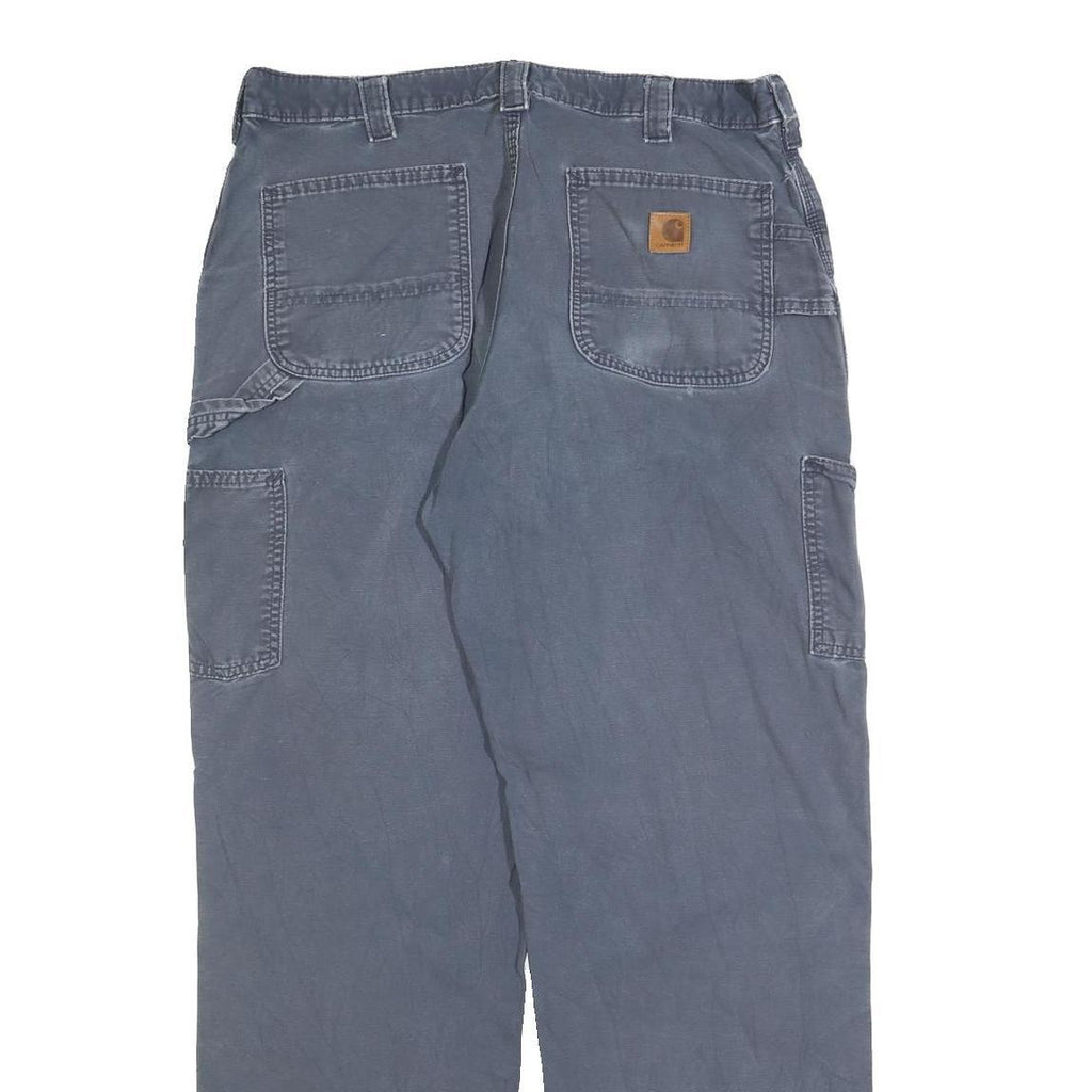 CARHARTT Mens Relaxed Blue Jeans Cotton Blend Zip W36 L34 Workwear Utility