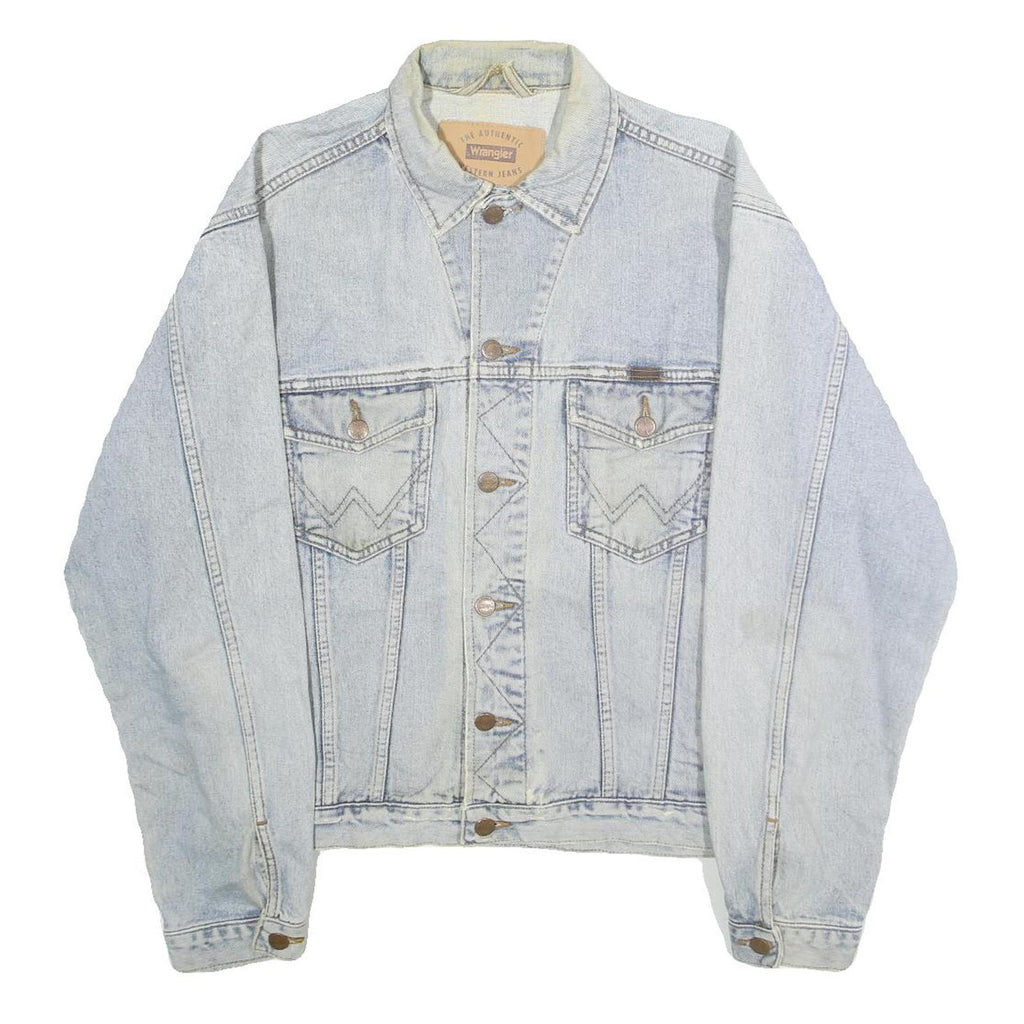 WRANGLER Mens Blue Denim Jacket S Cotton Button Closure Classic Western Style