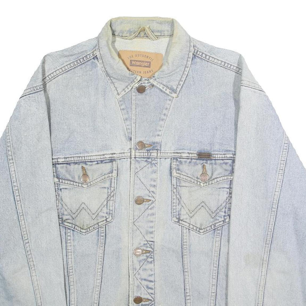WRANGLER Mens Blue Denim Jacket S Cotton Button Closure Classic Western Style