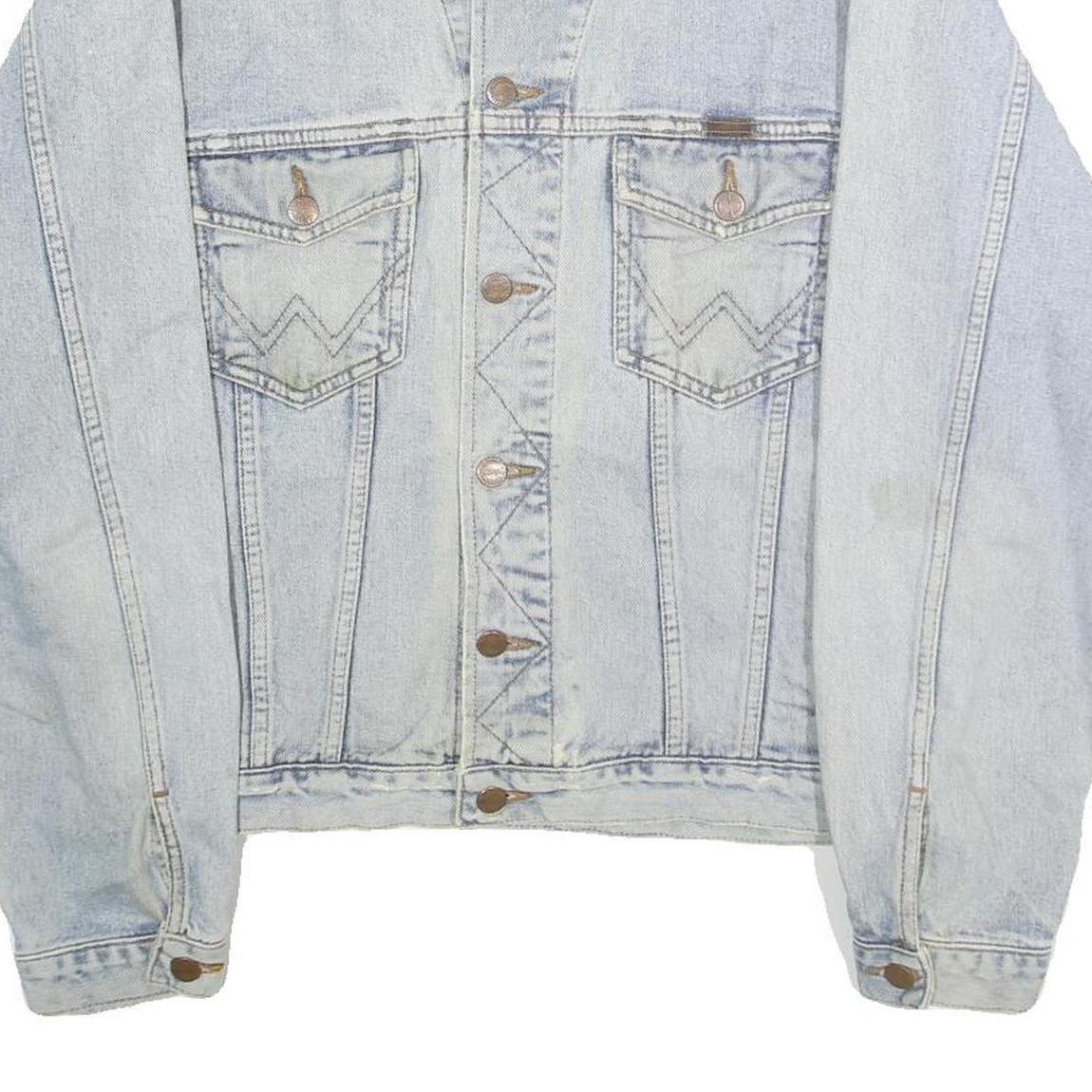 WRANGLER Mens Blue Denim Jacket S Cotton Button Closure Classic Western Style