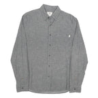 TIMBERLAND Mens Grey Cotton Blend Patterned Shirt M Button-Down Collar Long