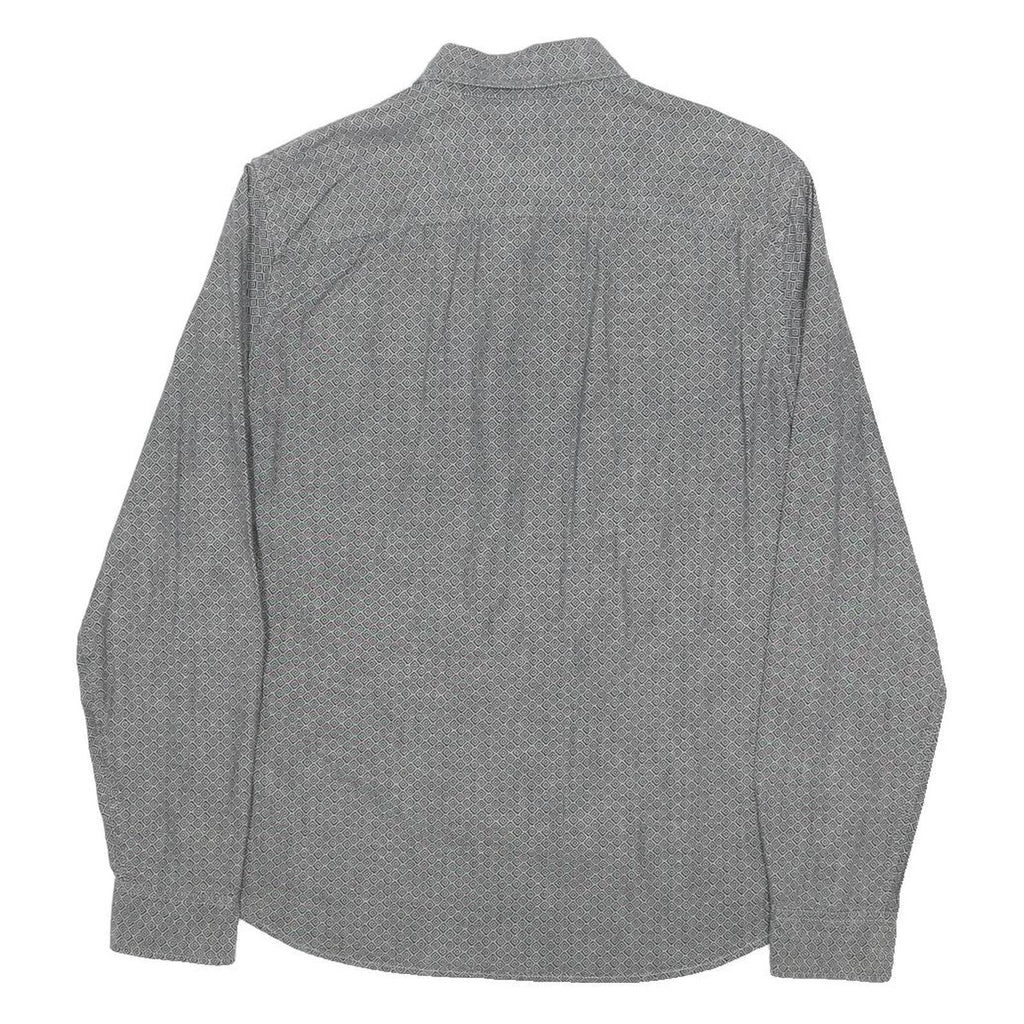 TIMBERLAND Mens Grey Cotton Blend Patterned Shirt M Button-Down Collar Long