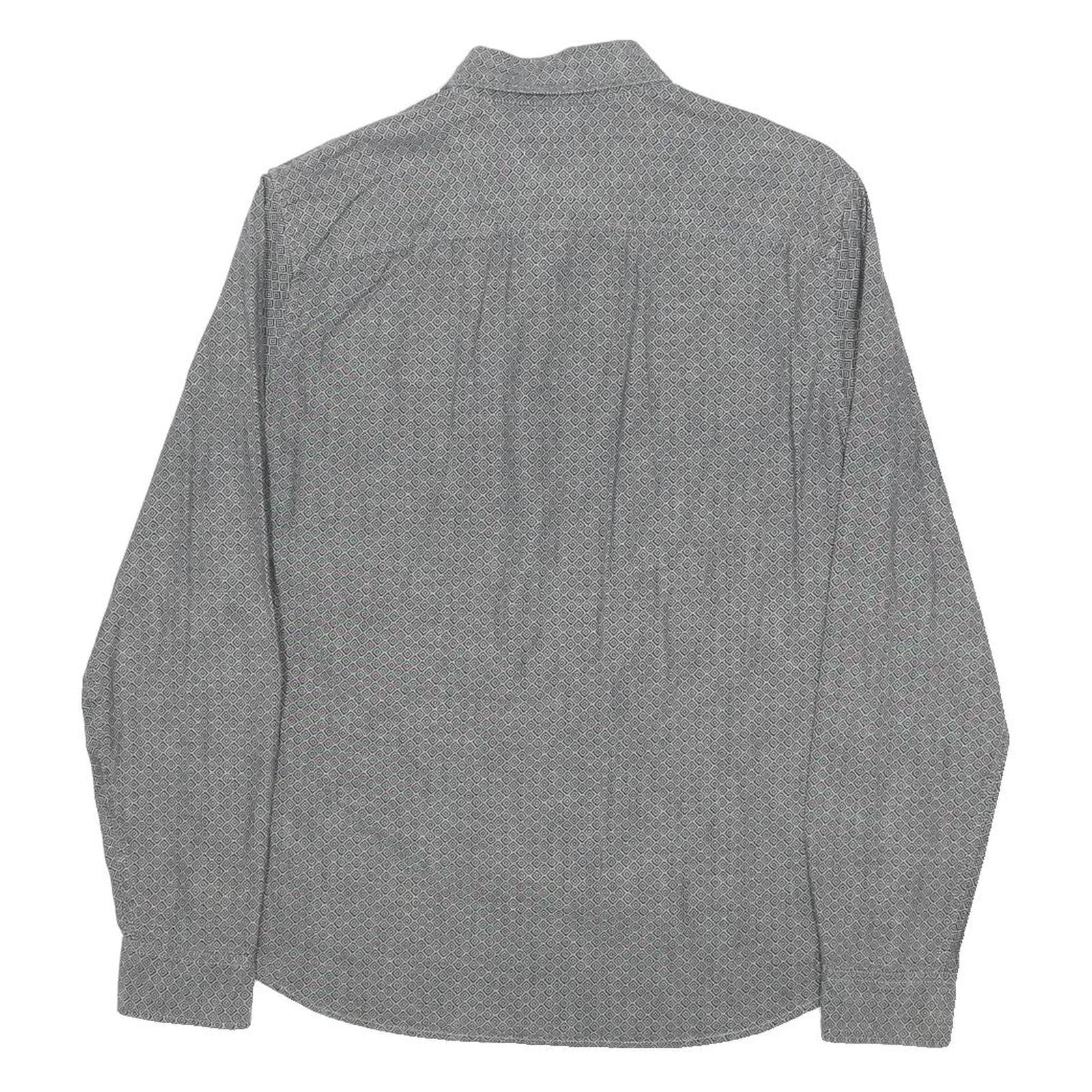 TIMBERLAND Mens Grey Cotton Blend Patterned Shirt M Button-Down Collar Long