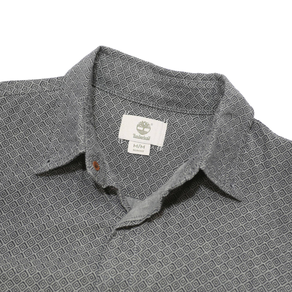 TIMBERLAND Mens Grey Cotton Blend Patterned Shirt M Button-Down Collar Long