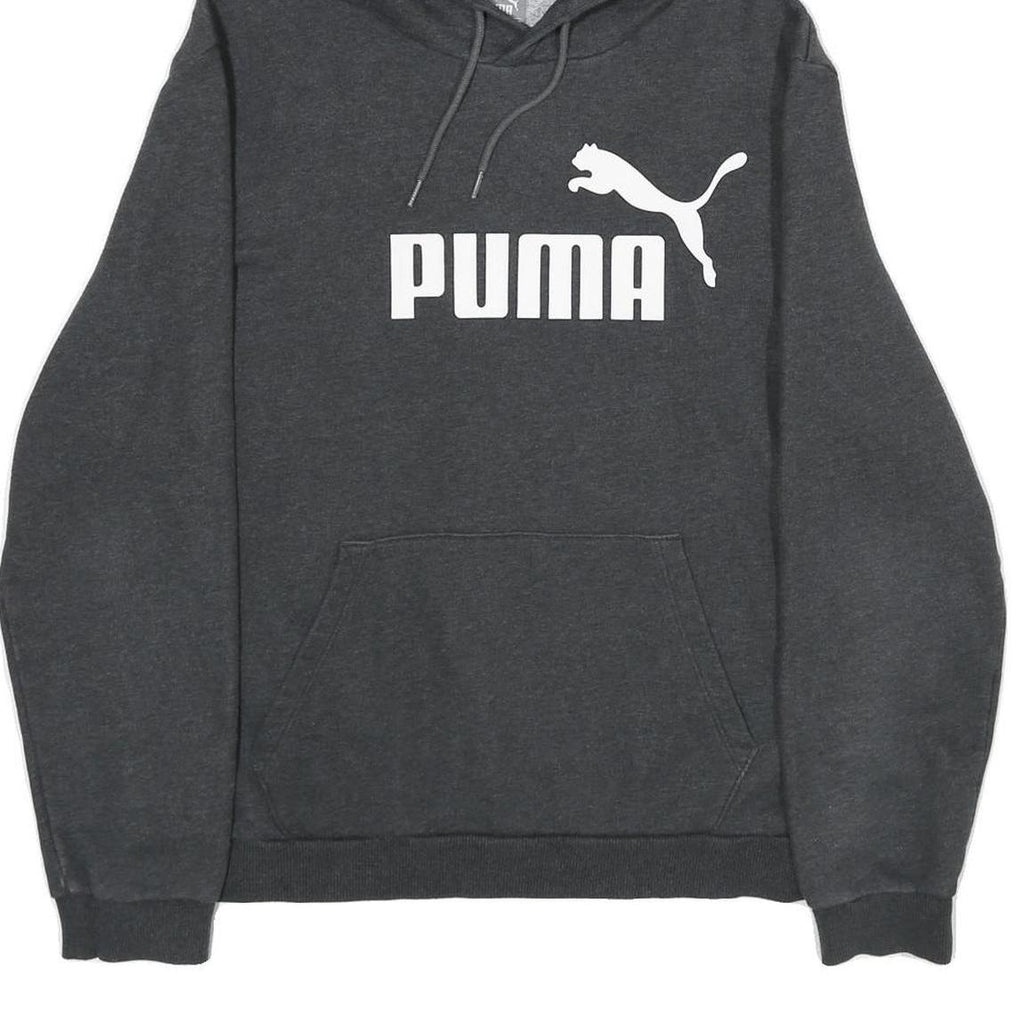 PUMA Mens Charcoal Grey Hoodie M Cotton Blend Pullover Classic Logo