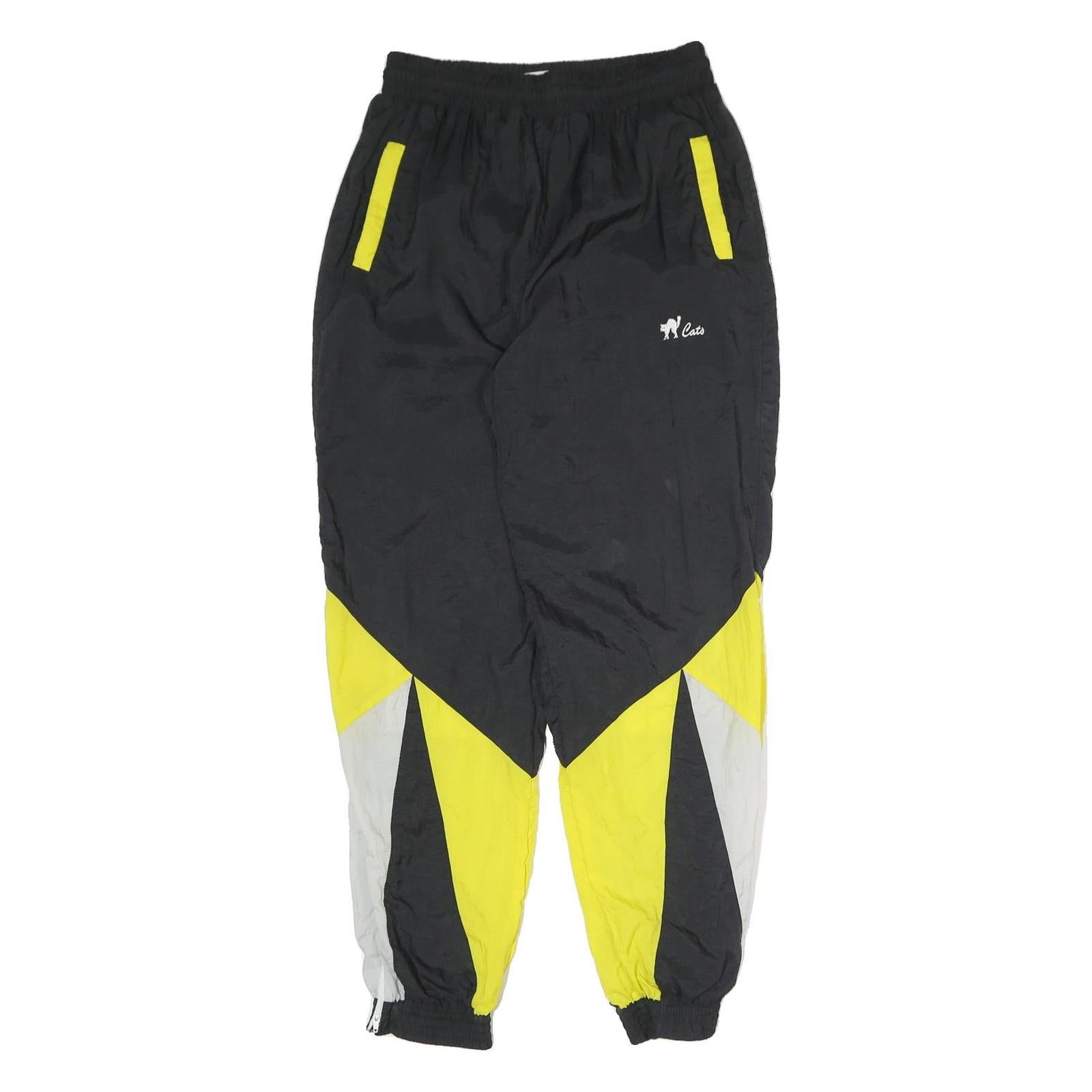 CATS Mens Joggers Black & Yellow M W27 L29 Chevron Slim Fit Zipped Hems
