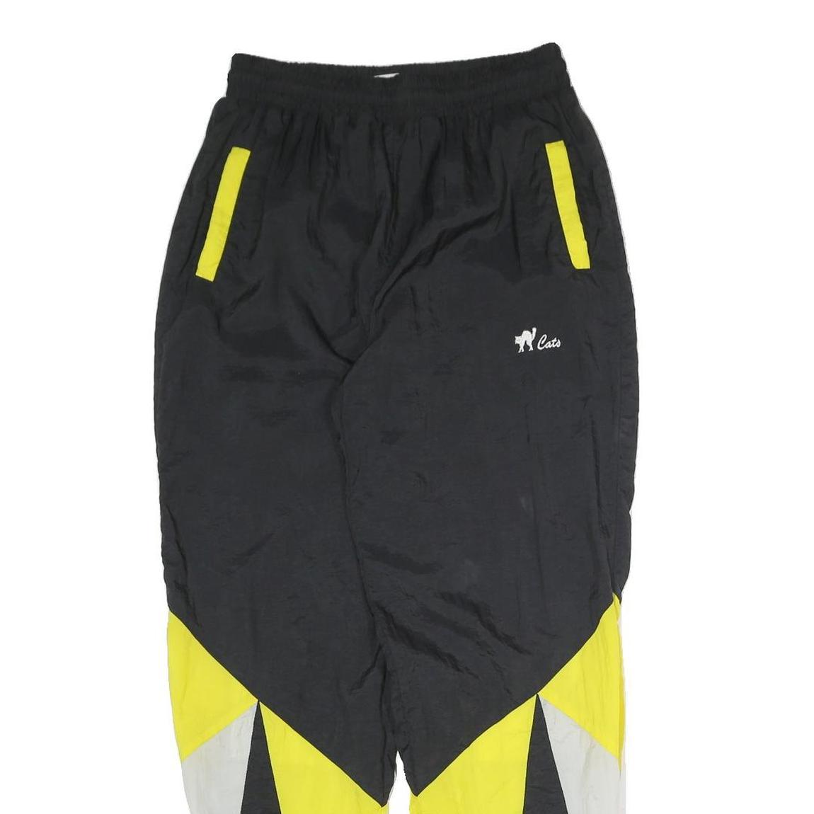 CATS Mens Joggers Black & Yellow M W27 L29 Chevron Slim Fit Zipped Hems