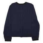 NINE WEST Womens Blue & Black Plain Cotton Blend Jumper Button Neck Basic Knit