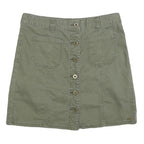TOMMY HILFIGER Womens Green Cotton Mini Skirt Button Front Casual Pocket Design
