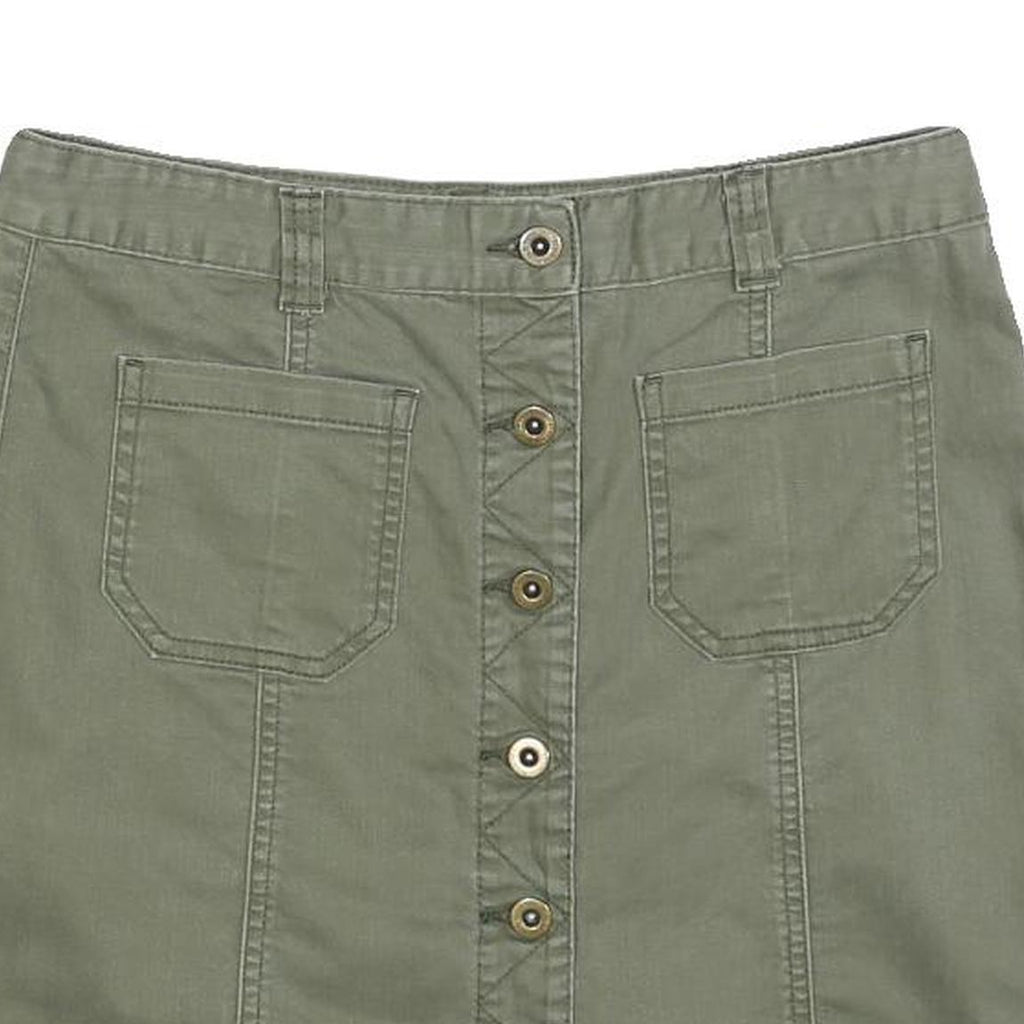 TOMMY HILFIGER Womens Green Cotton Mini Skirt Button Front Casual Pocket Design