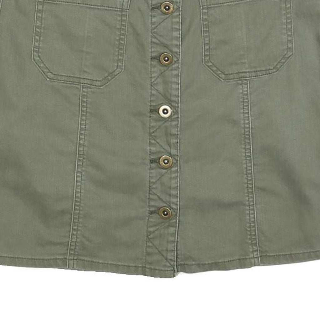 TOMMY HILFIGER Womens Green Cotton Mini Skirt Button Front Casual Pocket Design