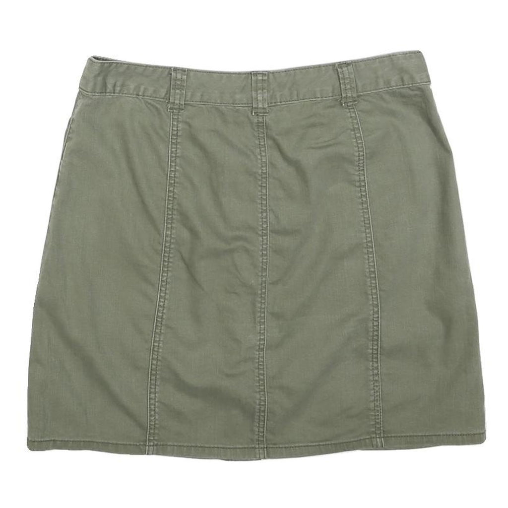 TOMMY HILFIGER Womens Green Cotton Mini Skirt Button Front Casual Pocket Design