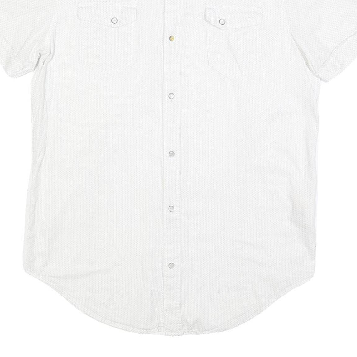 DIESEL Mens White Cotton Short Sleeve Shirt M Button Pocket Casual Summer