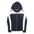 TOMMY HILFIGER Womens Navy & White Zip Up Hoodie S Designer Casual Sweatshirt
