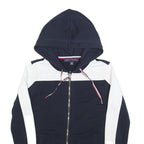 TOMMY HILFIGER Womens Navy & White Zip Up Hoodie S Designer Casual Sweatshirt