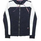 TOMMY HILFIGER Womens Navy & White Zip Up Hoodie S Designer Casual Sweatshirt