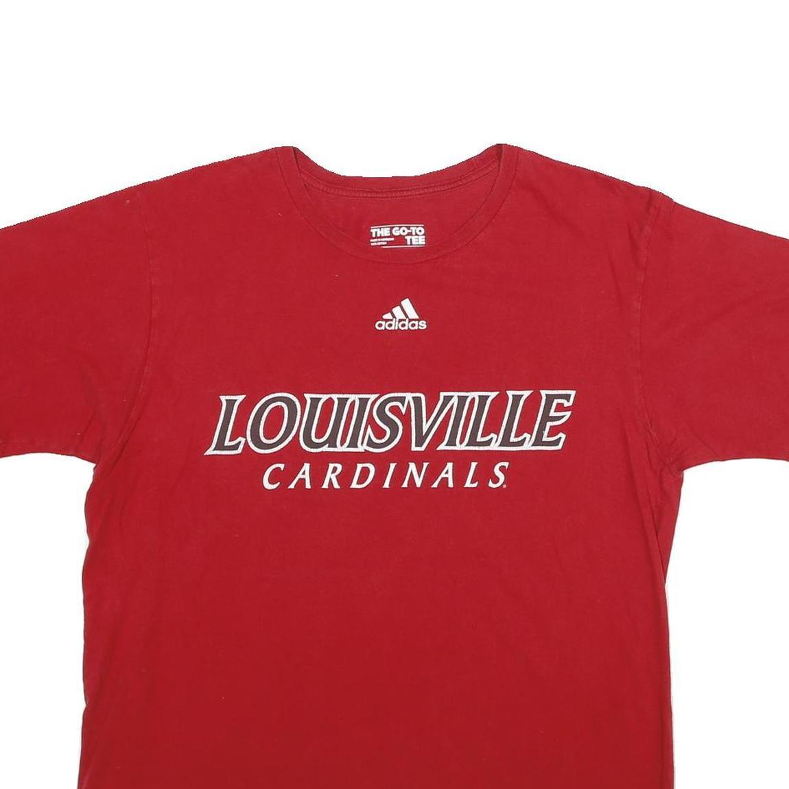 ADIDAS Mens Red Louisville Cardinals Graphic T-Shirt L Short Sleeve Crew Neck