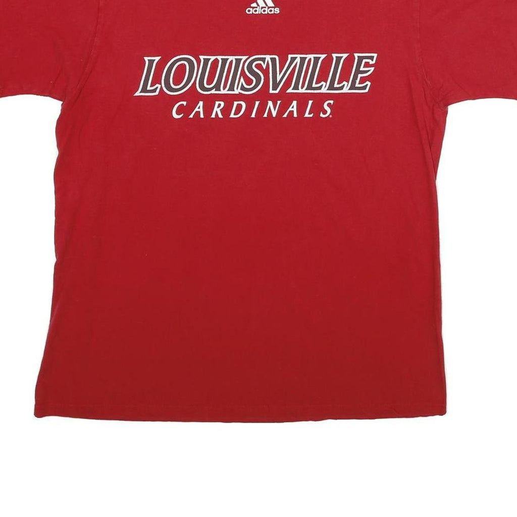 ADIDAS Mens Red Louisville Cardinals Graphic T-Shirt L Short Sleeve Crew Neck