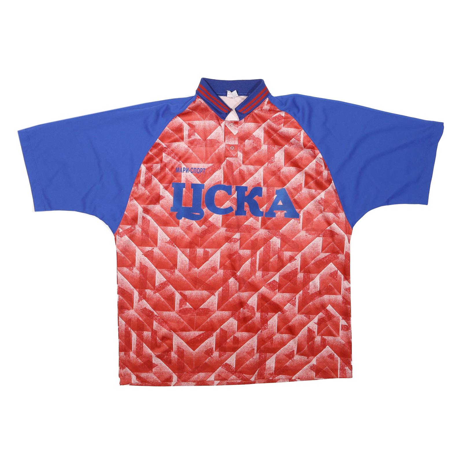 Mens Blue & Red Graphic T-Shirt 2XL Short Sleeve Collared Retro Sports Style