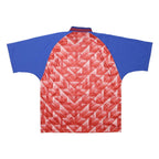 Mens Blue & Red Graphic T-Shirt 2XL Short Sleeve Collared Retro Sports Style