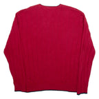 NAUTICA Mens Jumper Red V-Neck Tight Knit XL