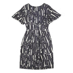 TEMPERLEY LONDON Womens Black White Abstract Print Day Dress Polyester Blend UK