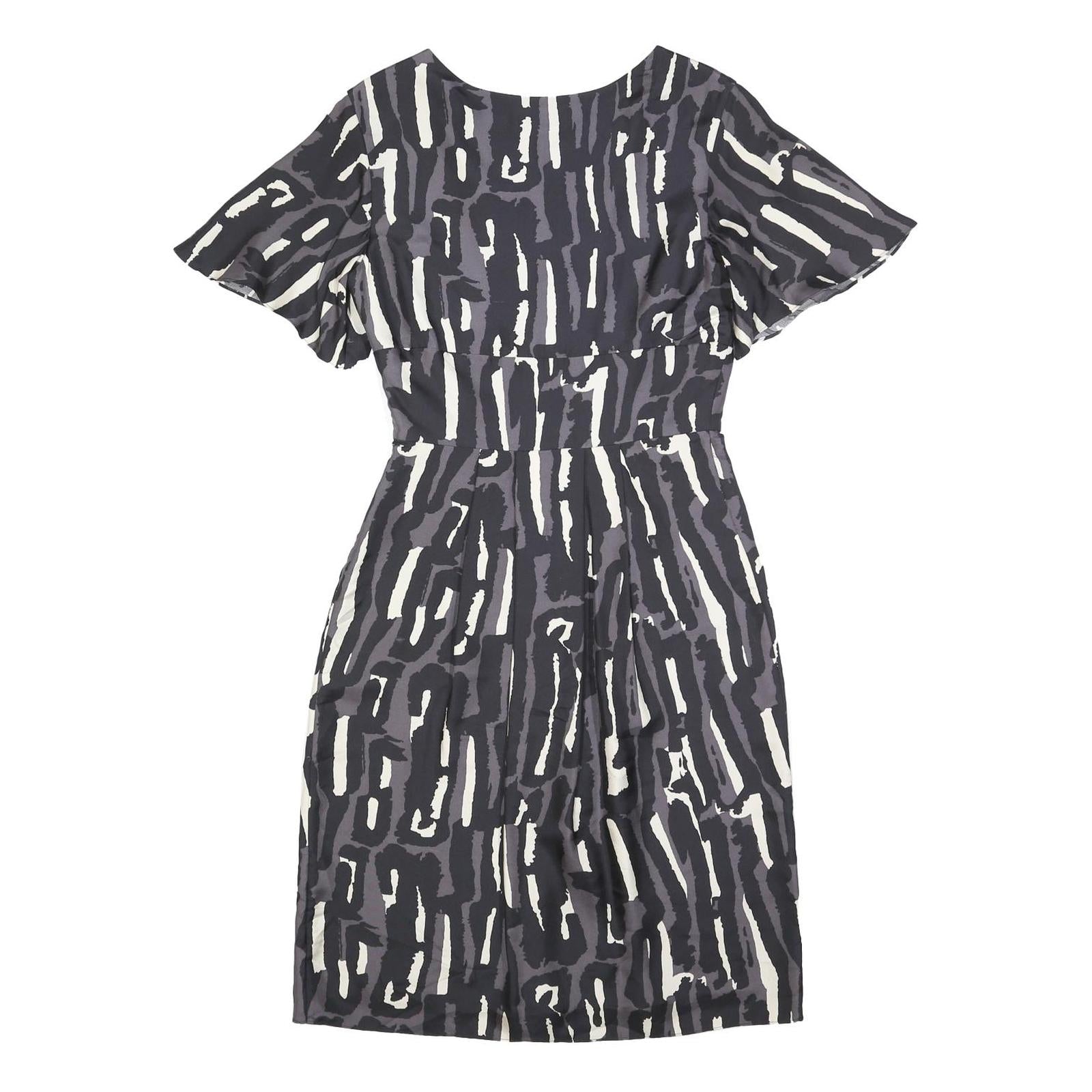 TEMPERLEY LONDON Womens Black White Abstract Print Day Dress Polyester Blend UK