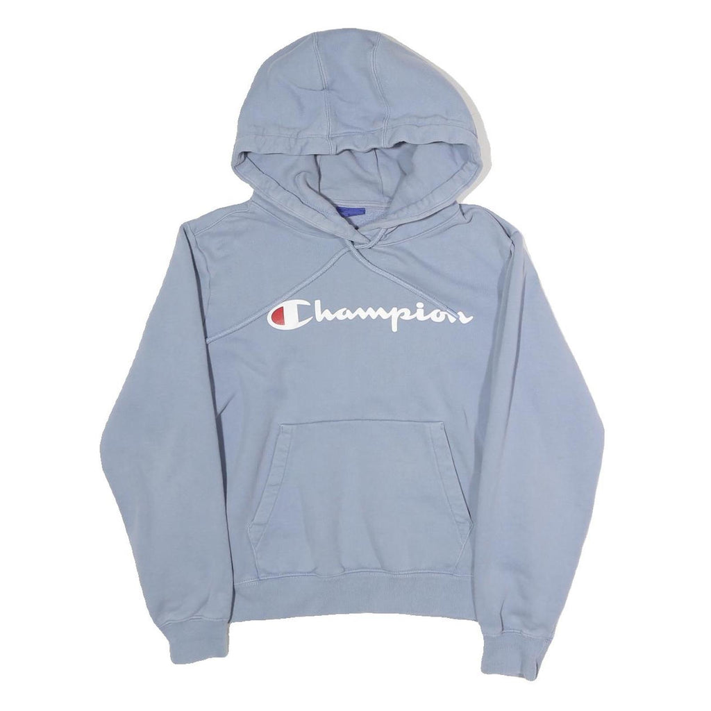 CHAMPION Mens Blue Pullover Hoodie S Logo Printed Casual Sportswear