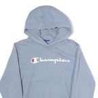 CHAMPION Mens Blue Pullover Hoodie S Logo Printed Casual Sportswear