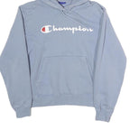 CHAMPION Mens Blue Pullover Hoodie S Logo Printed Casual Sportswear