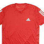 ADIDAS Mens Red Short Sleeve V-Neck Graphic T-Shirt M Sports Training Activewear