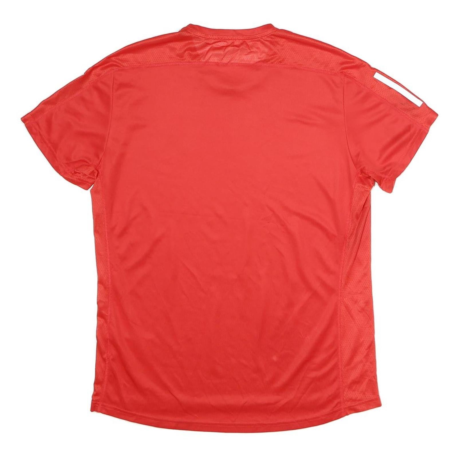 ADIDAS Mens Red Short Sleeve V-Neck Graphic T-Shirt M Sports Training Activewear