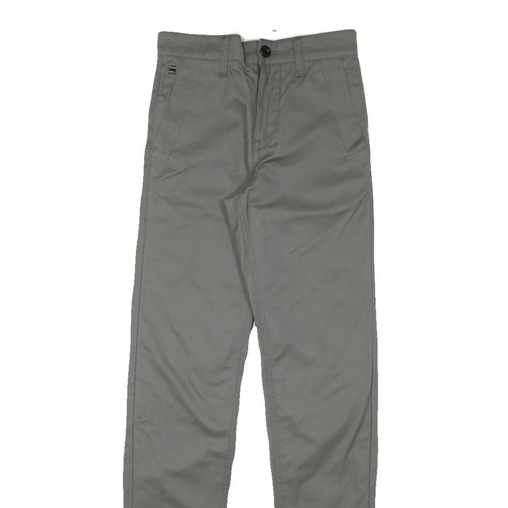 G-STAR Mens Slim Cotton Blend Grey Trousers W24 L32 Zip Classic Straight
