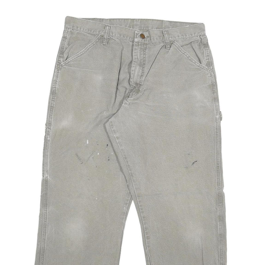 DICKIES Mens Regular Fit Workwear Jeans Beige Denim W34 L32 Painter Style Zip