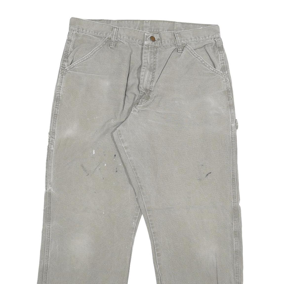 DICKIES Mens Regular Fit Workwear Jeans Beige Denim W34 L32 Painter Style Zip