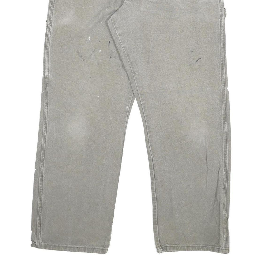 DICKIES Mens Regular Fit Workwear Jeans Beige Denim W34 L32 Painter Style Zip