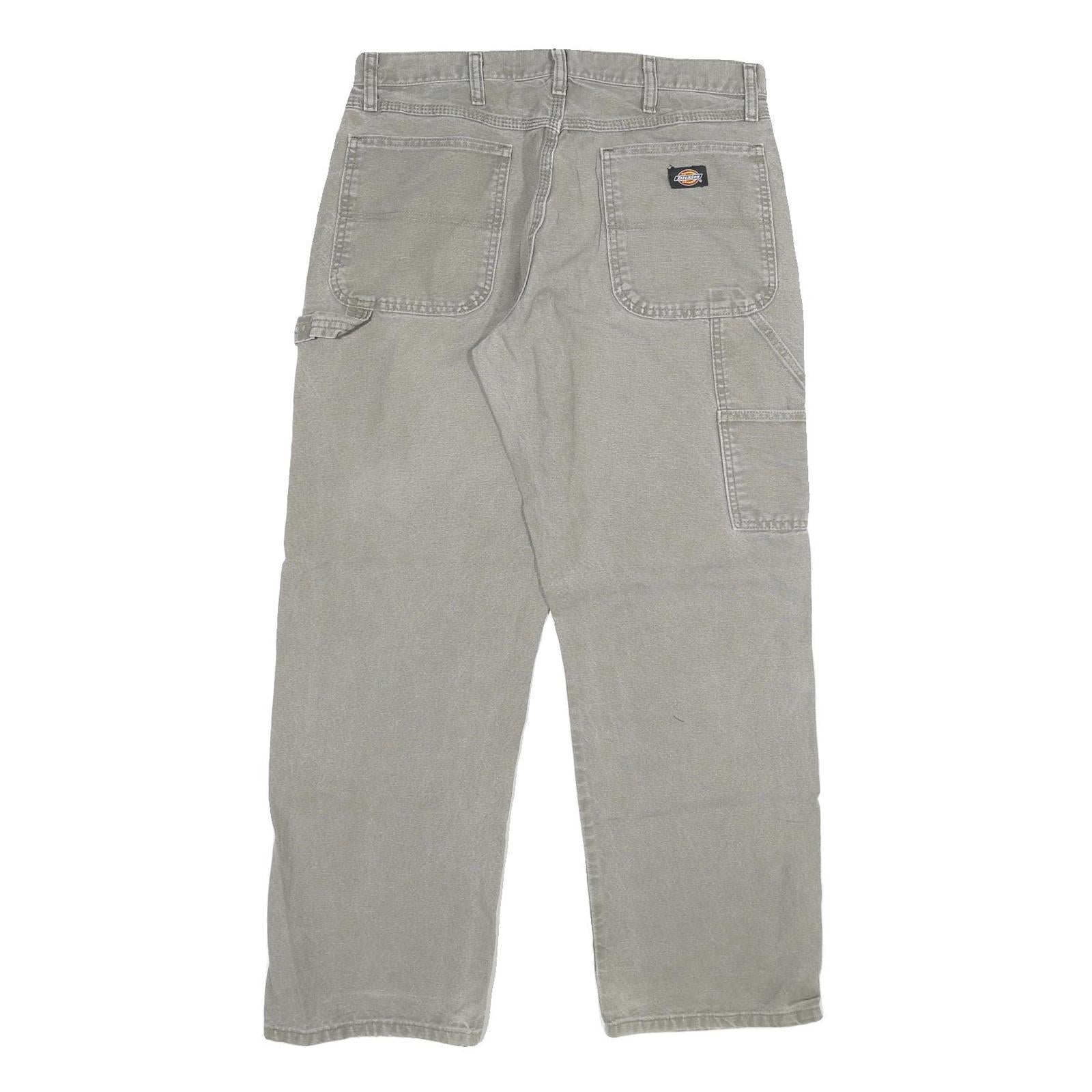 DICKIES Mens Regular Fit Workwear Jeans Beige Denim W34 L32 Painter Style Zip