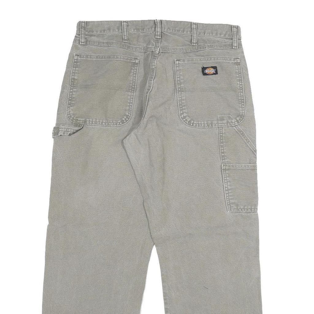 DICKIES Mens Regular Fit Workwear Jeans Beige Denim W34 L32 Painter Style Zip