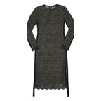 ALL SAINTS Womens Black Animal Print Midi Dress Polyester Long Sleeve S Lace