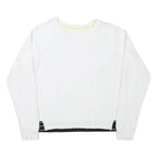 DKNY Womens White Sweatshirt Crew Neck L Sport Hem Logo Trim