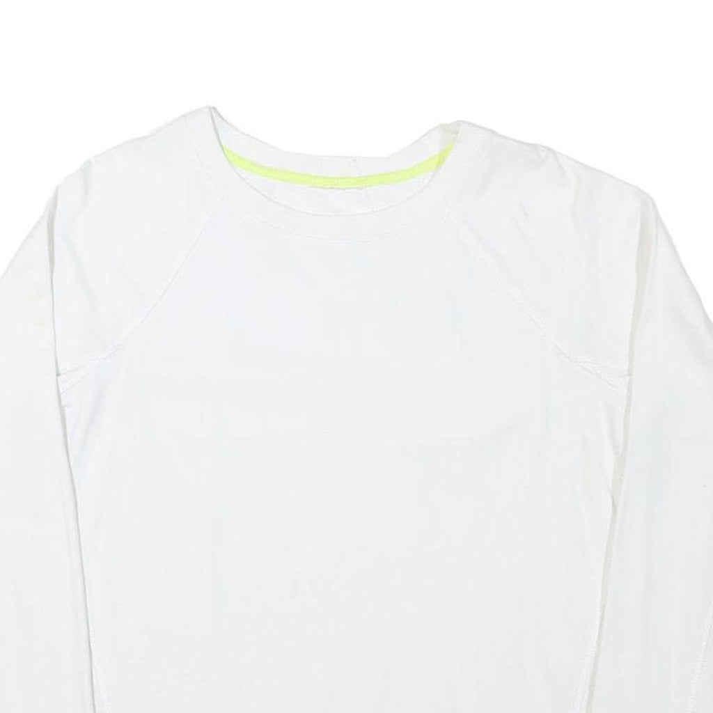 DKNY Womens White Sweatshirt Crew Neck L Sport Hem Logo Trim