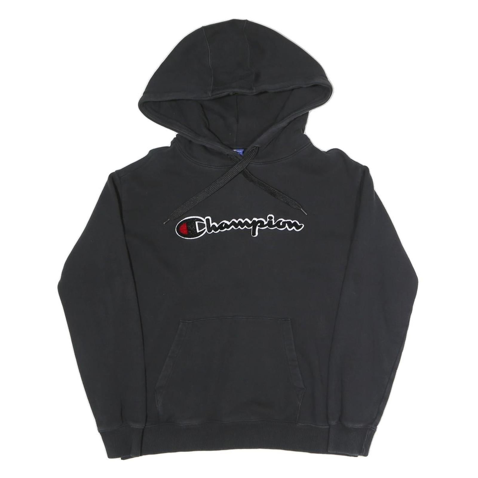 CHAMPION Womens Black Hoodie XS Cotton Blend Pullover Classic Logo