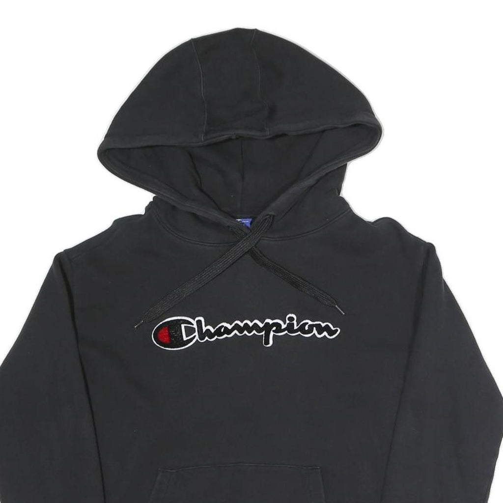 CHAMPION Womens Black Hoodie XS Cotton Blend Pullover Classic Logo