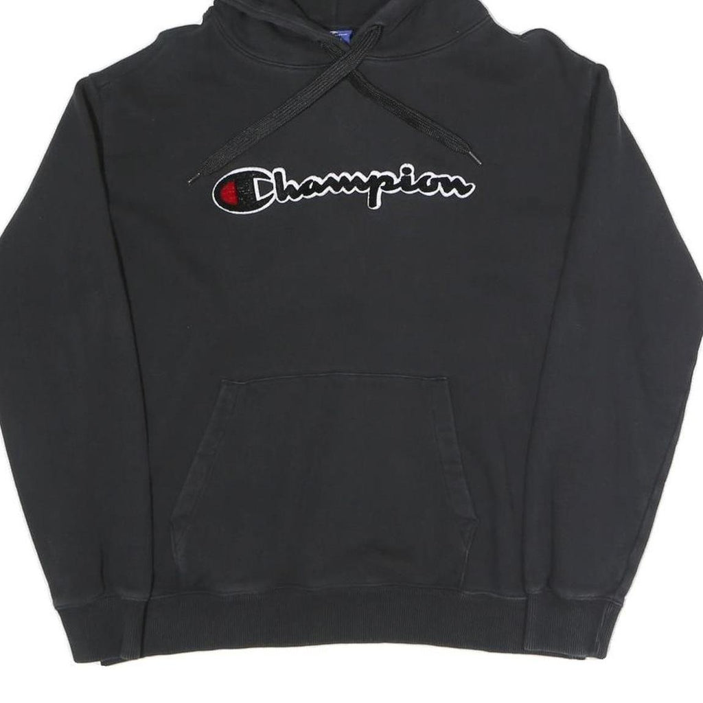 CHAMPION Womens Black Hoodie XS Cotton Blend Pullover Classic Logo