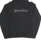 CHAMPION Womens Black Hoodie XS Cotton Blend Pullover Classic Logo