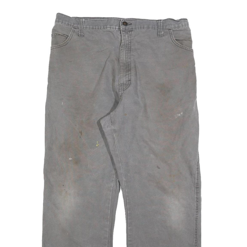 DICKIES Mens Cotton Blend Grey Regular Straight Trousers W36 L30 Workwear
