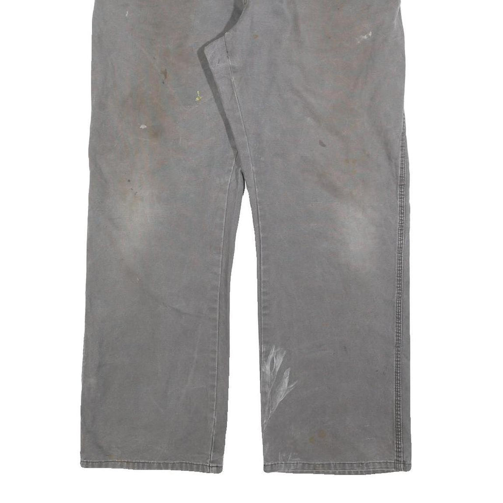 DICKIES Mens Cotton Blend Grey Regular Straight Trousers W36 L30 Workwear